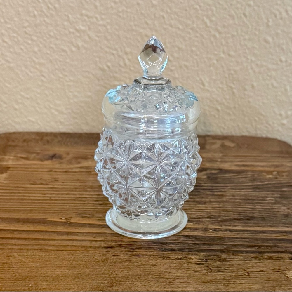 Avon Crystal Facets Cut Glass Roses Roses Cologne Gelee Empty Jar with Lid EUC - Picture 7 of 7